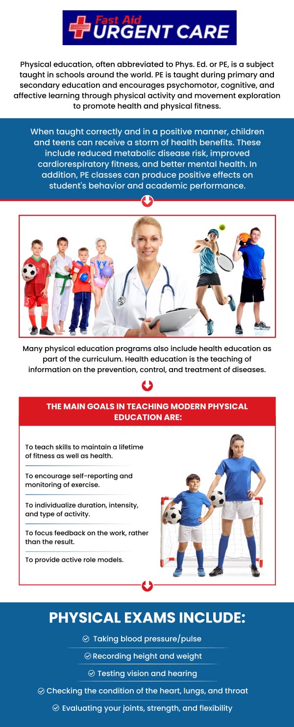 FastAid Urgent Care & Walk-In Clinic performs sports physical exams for children and adults to participate in summer camps, sports teams, or school sports activities. For more information, please call us or join the virtual line. We have convenient locations to serve you in Bulverde Rd San Antonio TX, Bastrop TX, Alamo Ranch San Antonio TX, La Grange TX, Leon Springs San Antonio TX, New Braunfels TX, Potranco Road San Antonio TX, Dripping Springs TX, Lemon Creek Boerne TX, and Belle Chasse LA. FastAid Urgent Care & Walk-In Clinic performs sports physical exams for children and adults to participate in summer camps, sports teams, or school sports activities. For more information, please call us or join the virtual line. We have convenient locations to serve you in Bulverde Rd San Antonio TX, Bastrop TX, Alamo Ranch San Antonio TX, La Grange TX, Leon Springs San Antonio TX, New Braunfels TX, Potranco Road San Antonio TX, Dripping Springs TX, Lemon Creek Boerne TX, and Belle Chasse LA.