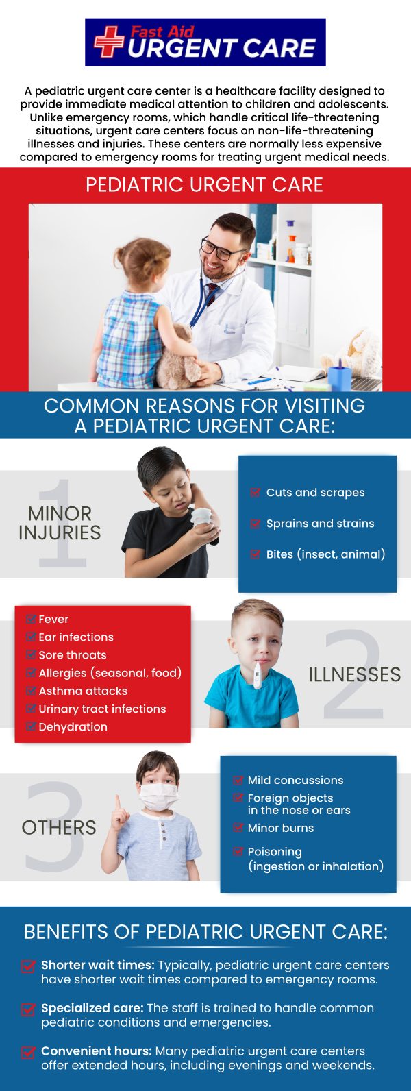 At Fast Aid Urgent Care on Hunt Lane in San Antonio, TX, we offer fast and reliable medical care for children facing a range of health issues. Led by Dr. Curtis Grote, MD, our team is dedicated to creating a comfortable and welcoming environment for both children and their parents. For more information, please contact us or make an appointment online. We are conveniently located at 9230 Potranco Road, Suite 108, San Antonio, TX 78251. At Fast Aid Urgent Care on Hunt Lane in San Antonio, TX, we offer fast and reliable medical care for children facing a range of health issues. Led by Dr. Curtis Grote, MD, our team is dedicated to creating a comfortable and welcoming environment for both children and their parents. For more information, please contact us or make an appointment online. We are conveniently located at 9230 Potranco Road, Suite 108, San Antonio, TX 78251.